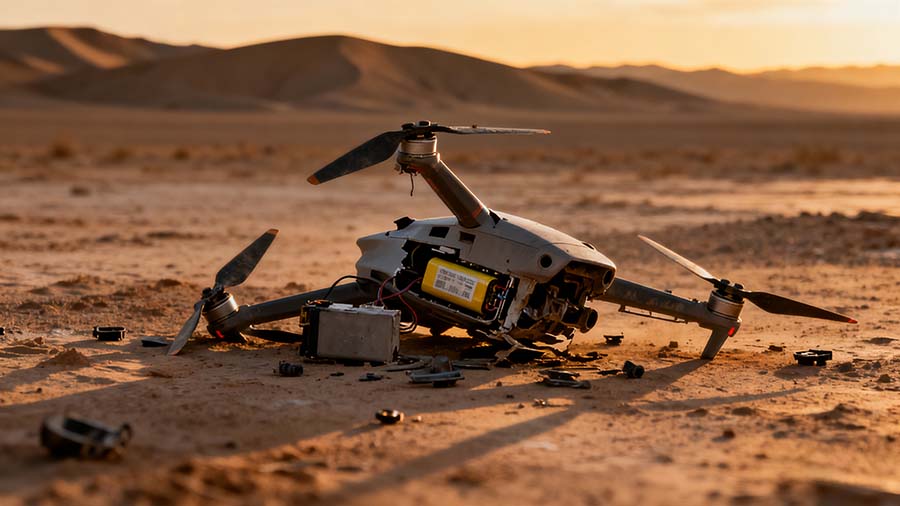 The drone crashed.