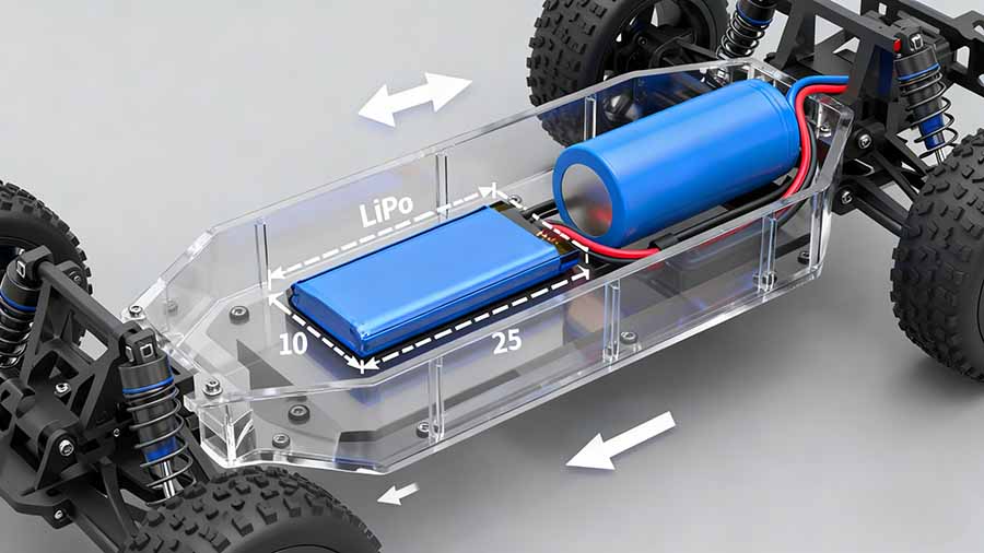 rc car battery compartment fit comparison