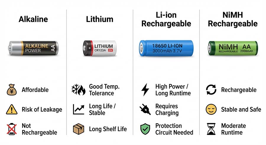 Flashlight Battery Types Explained