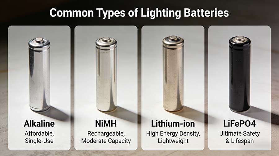 common lighting battery types
