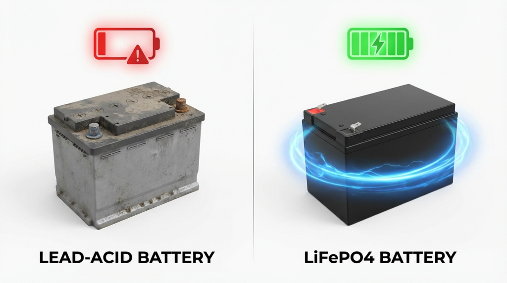 lead acid battery vs lifepo4 lithium battery lifespan comparison chart