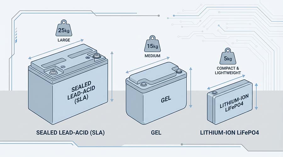 wheelchair batteries types side by side size weight-comparison