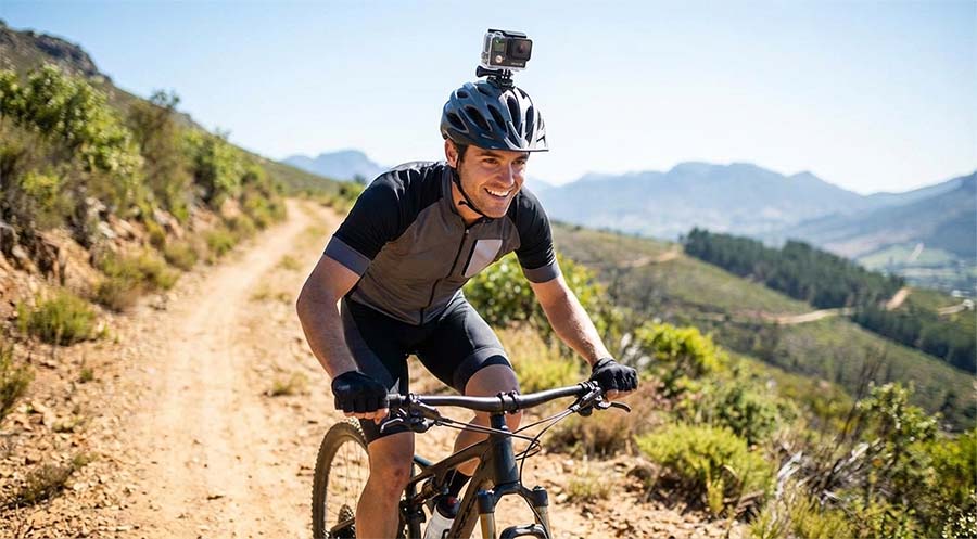 Alex happily recording his ride, powered by a reliable HiMAX battery