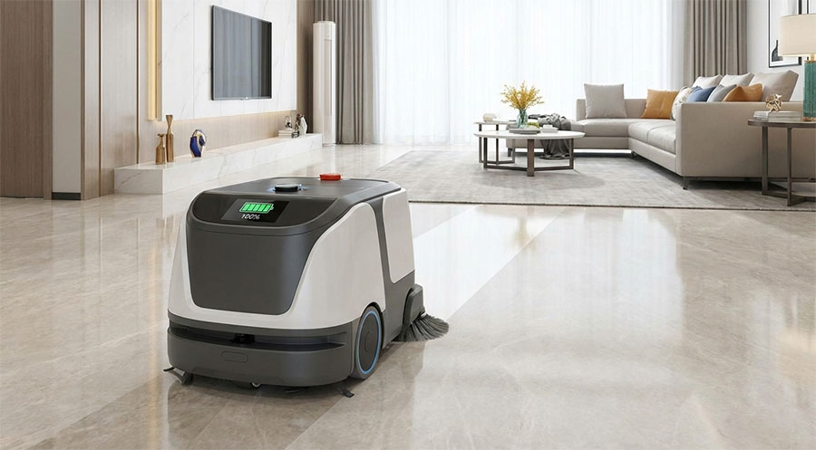 cleaning robot with full battery