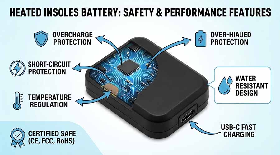 HEATED INSOLES BATTERY: SAFETY & PERFORMANCE FEATURES