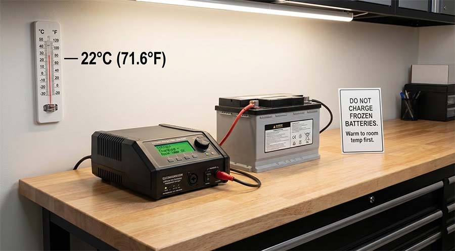 safe winter indoor charging setup