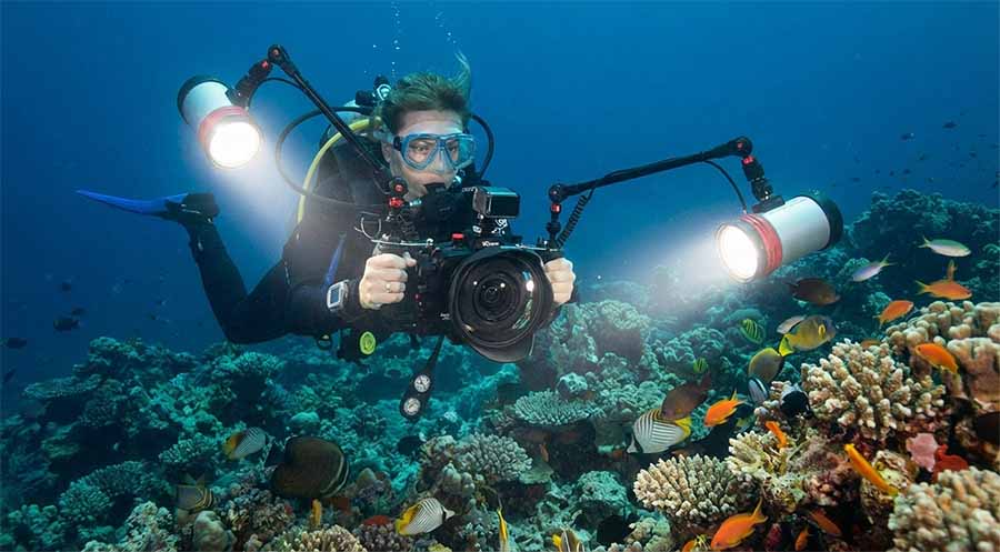 underwater photographer video lights
