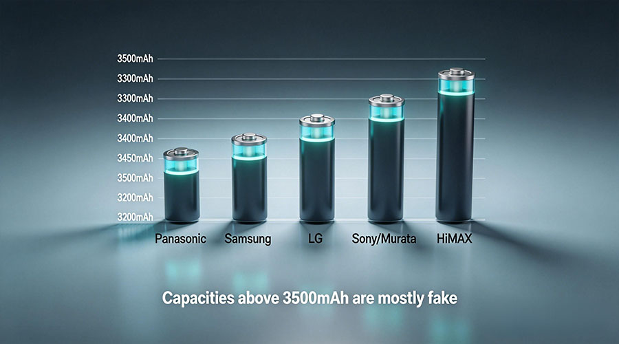 18650 battery capacity chart 3500mah limit