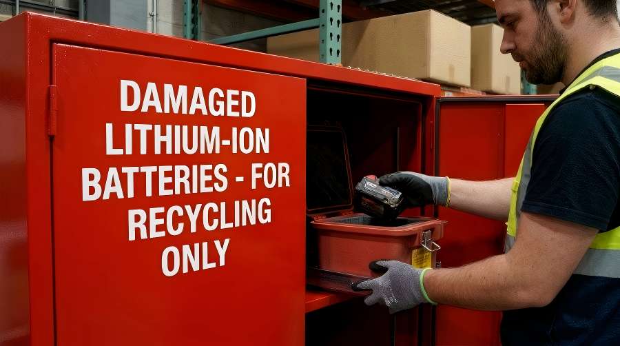 warehouse damaged battery storage case