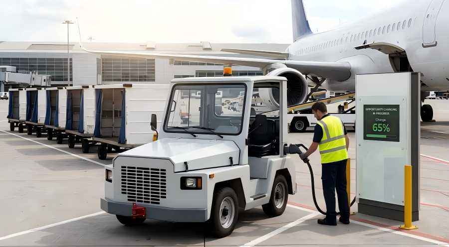 Airport Baggage Tractor Opportunity Charging