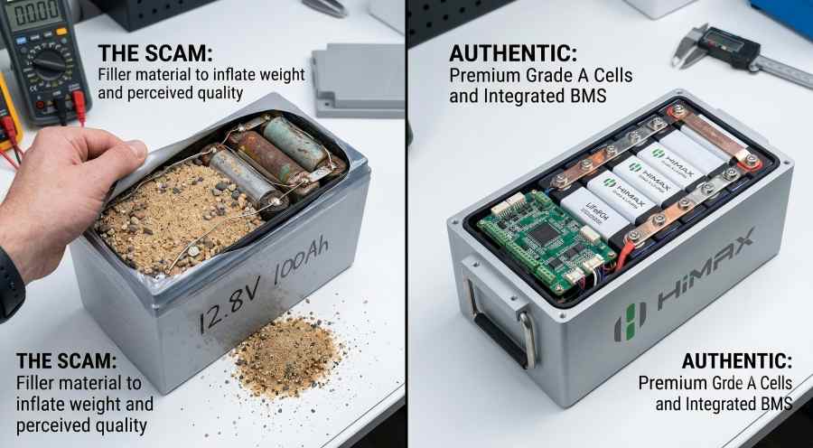 Disassembling Sand Filled Battery Scam