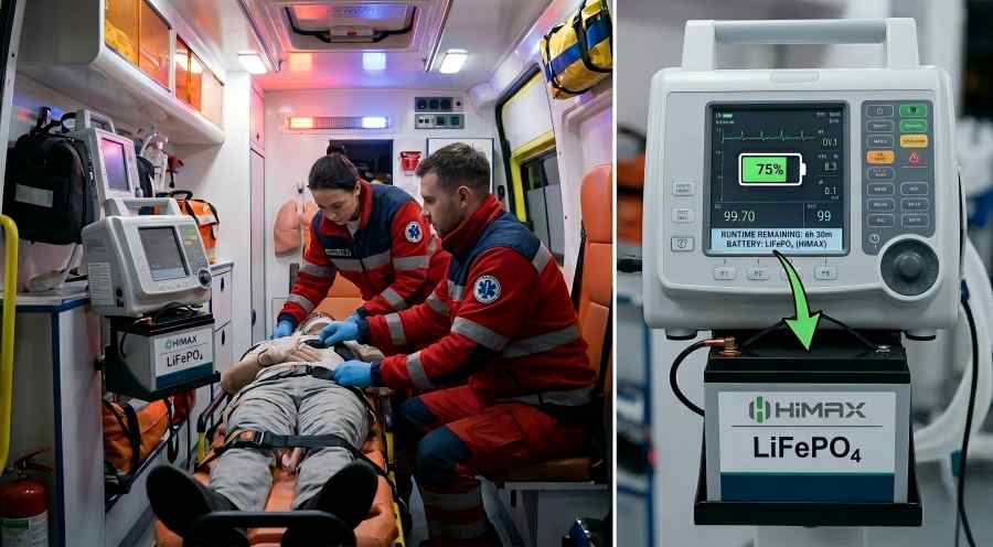 Lifepo4 Ambulance Ventilator Himax Battery Runtime