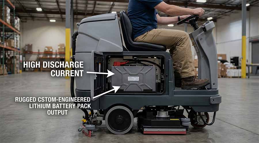 Industrial Floor Scrubber Lithium Battery Application